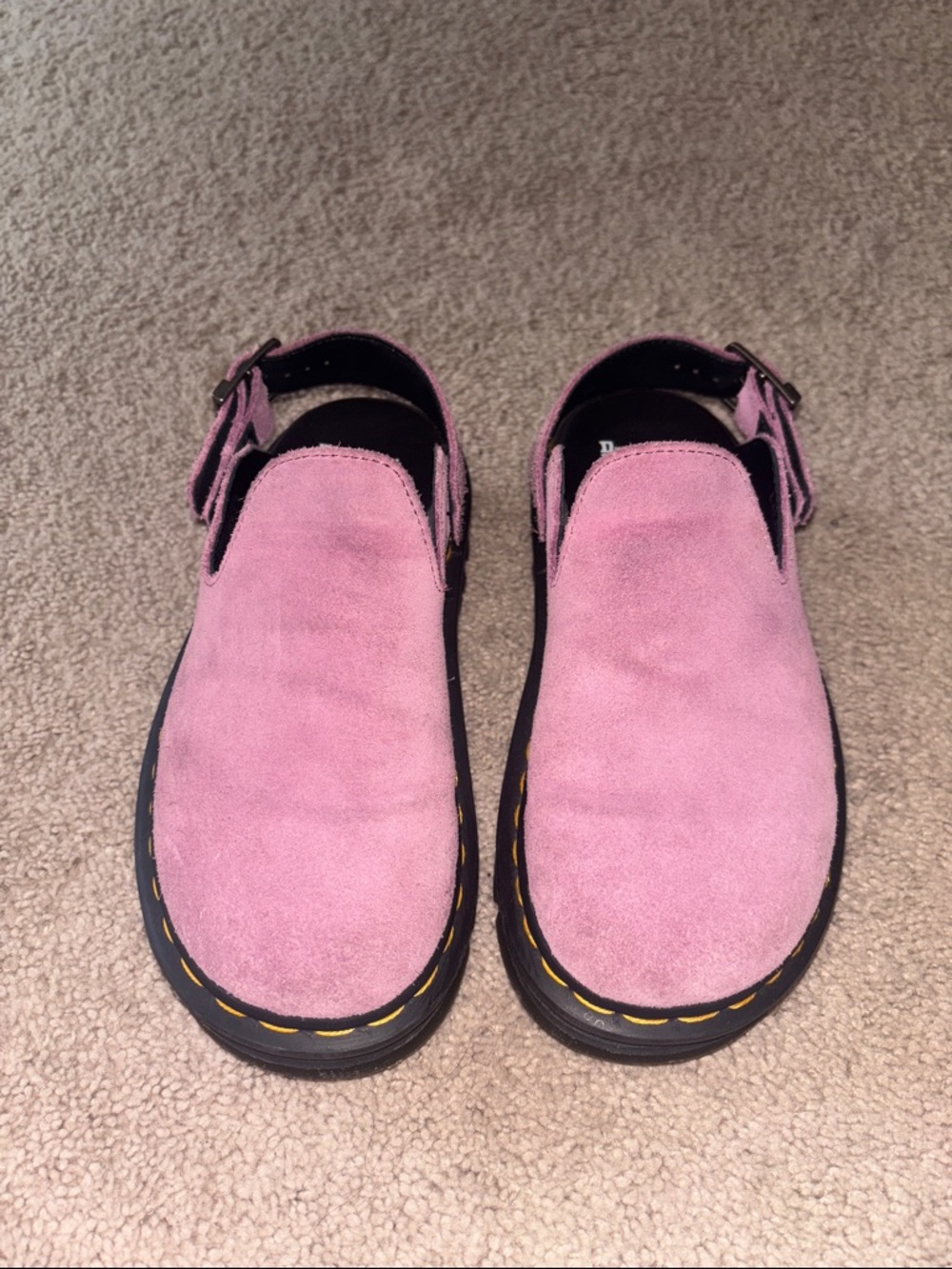 Dr. Martens Pink Suede Slingback Clogs